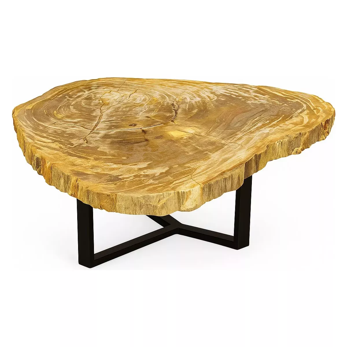 TABLE BASSE AVEC PLATEAU BOIS FOSSILISÉ BEIGE