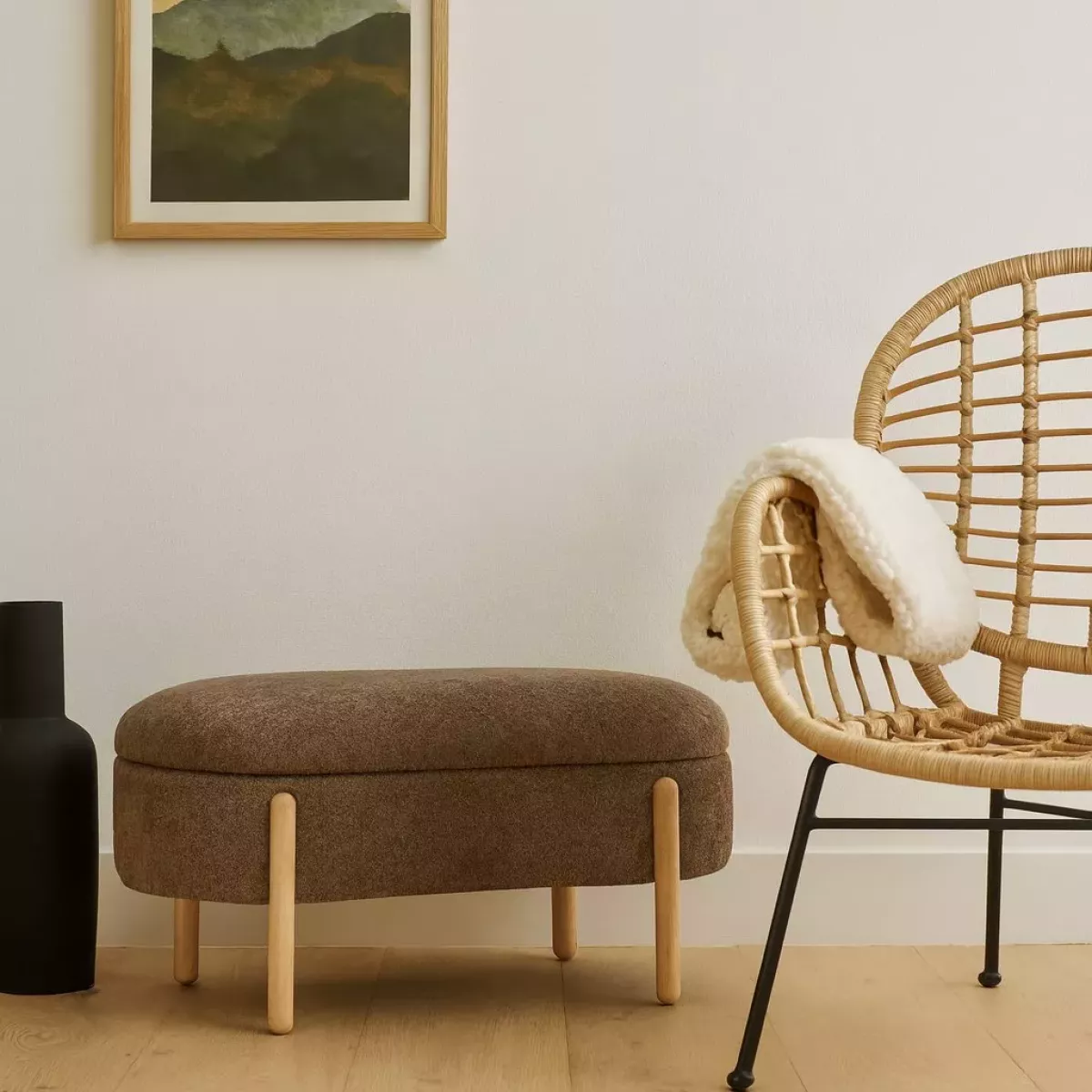 BANC COFFRE PIED BOIS