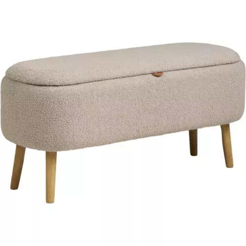 BANC COFFRE BOUCLETTE BEIGE
