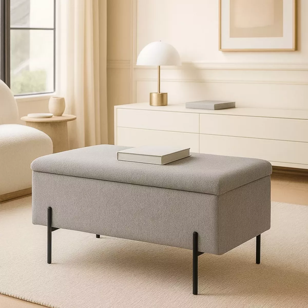 BANC GRIS PIED METAL