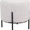 POUF BOUCLETTE BLANC PIED METAL
