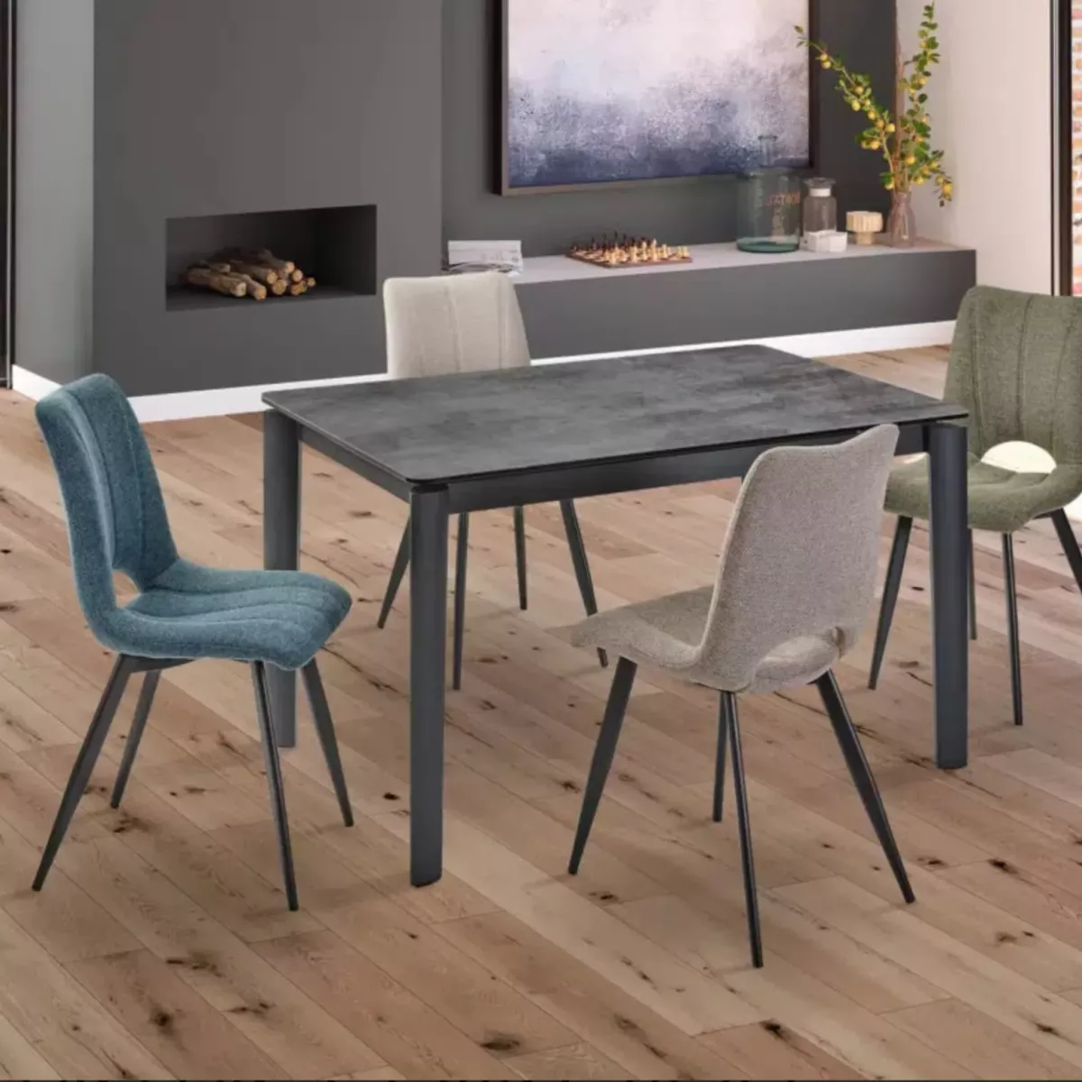 TABLE REPAS CERAMIQUE AVEC ALLONGE 140x90 CM