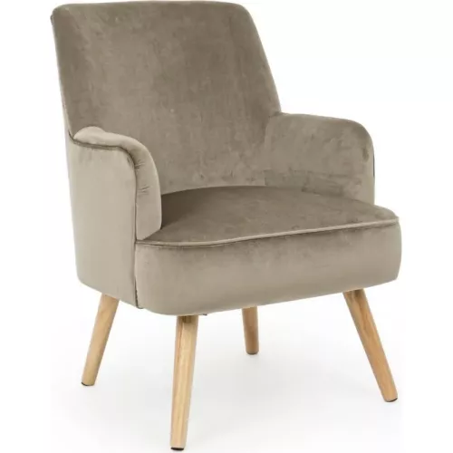 FAUTEUIL EN VELOUR TAUPE