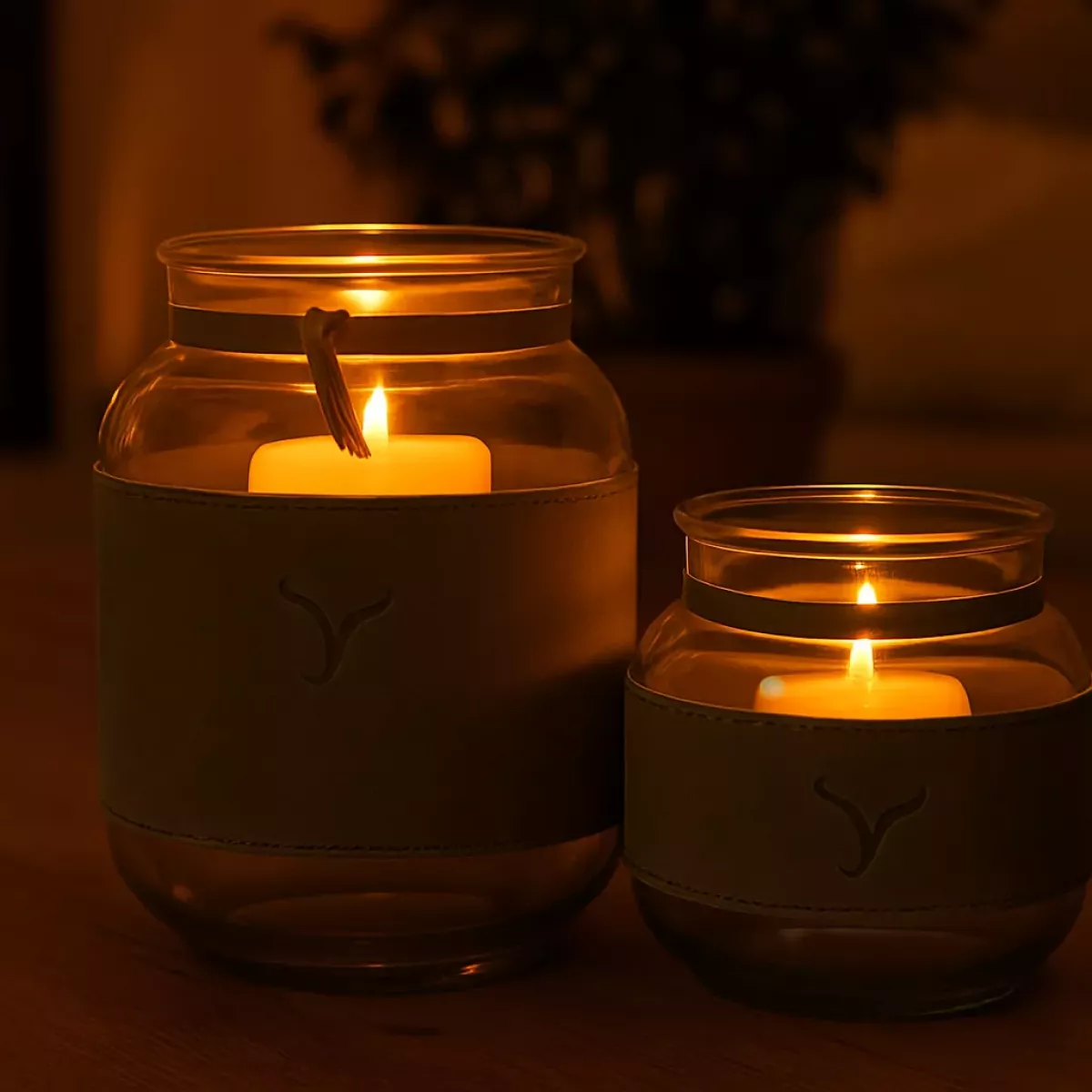 PHOTOPHORE CUIR KAKI