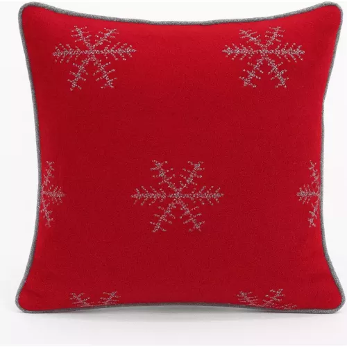 COUSSIN ROUGE FLOCON GRIS