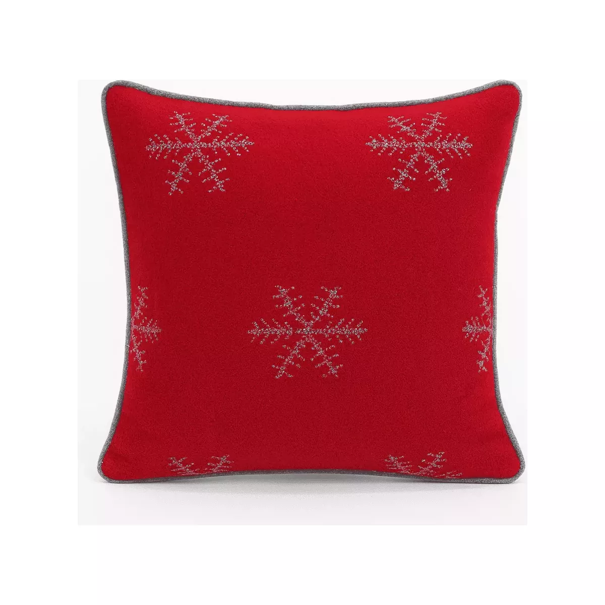 COUSSIN ROUGE FLOCON GRIS