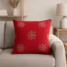 COUSSIN ROUGE FLOCON GRIS
