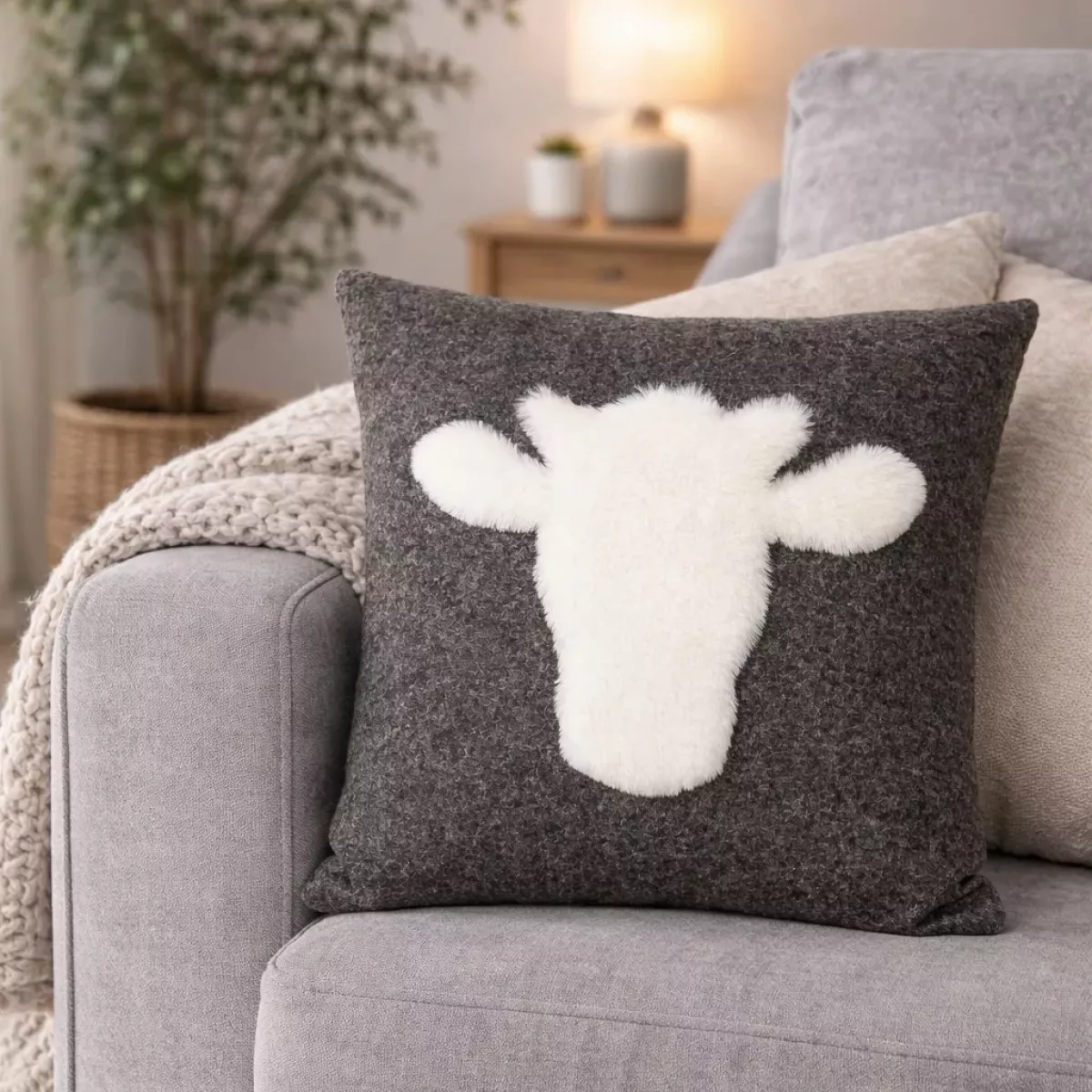 COUSSIN VACHE FEUTRE DE LAINE