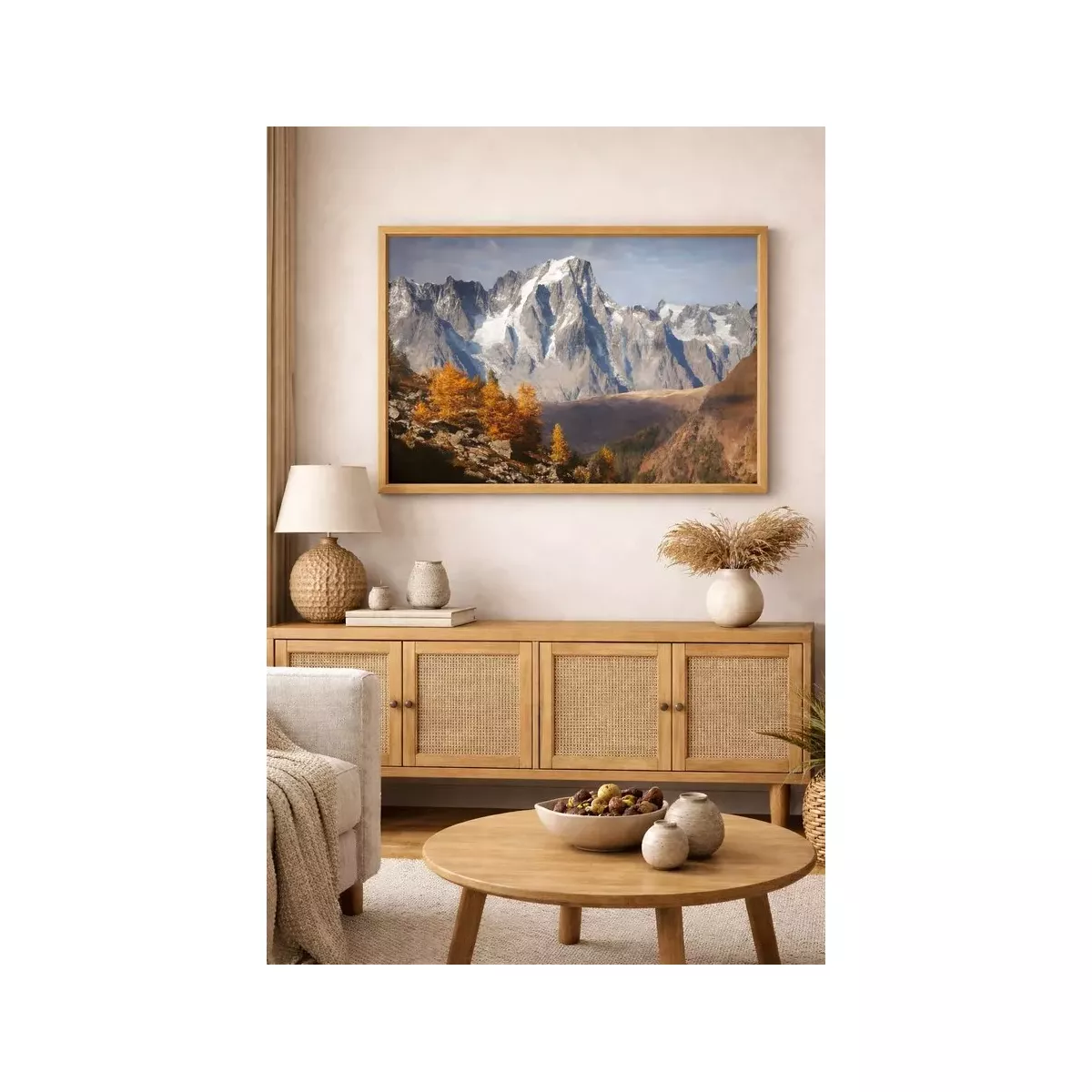 PHOTO MONTAGNE CHROMALUXE ENCADREMENT BOIS 60X90 CM