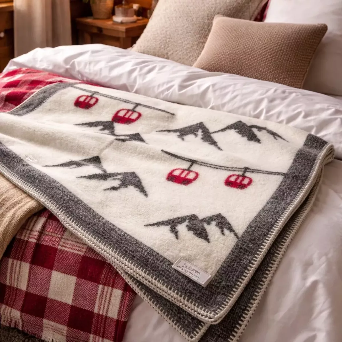 PLAID PANA COTTA BLANC TELECABINE ROUGE