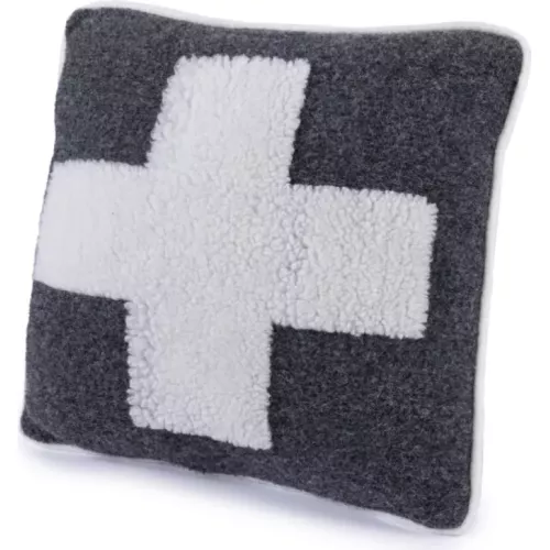 COUSSIN GRIS FONCÉ CROIX BLANCHE