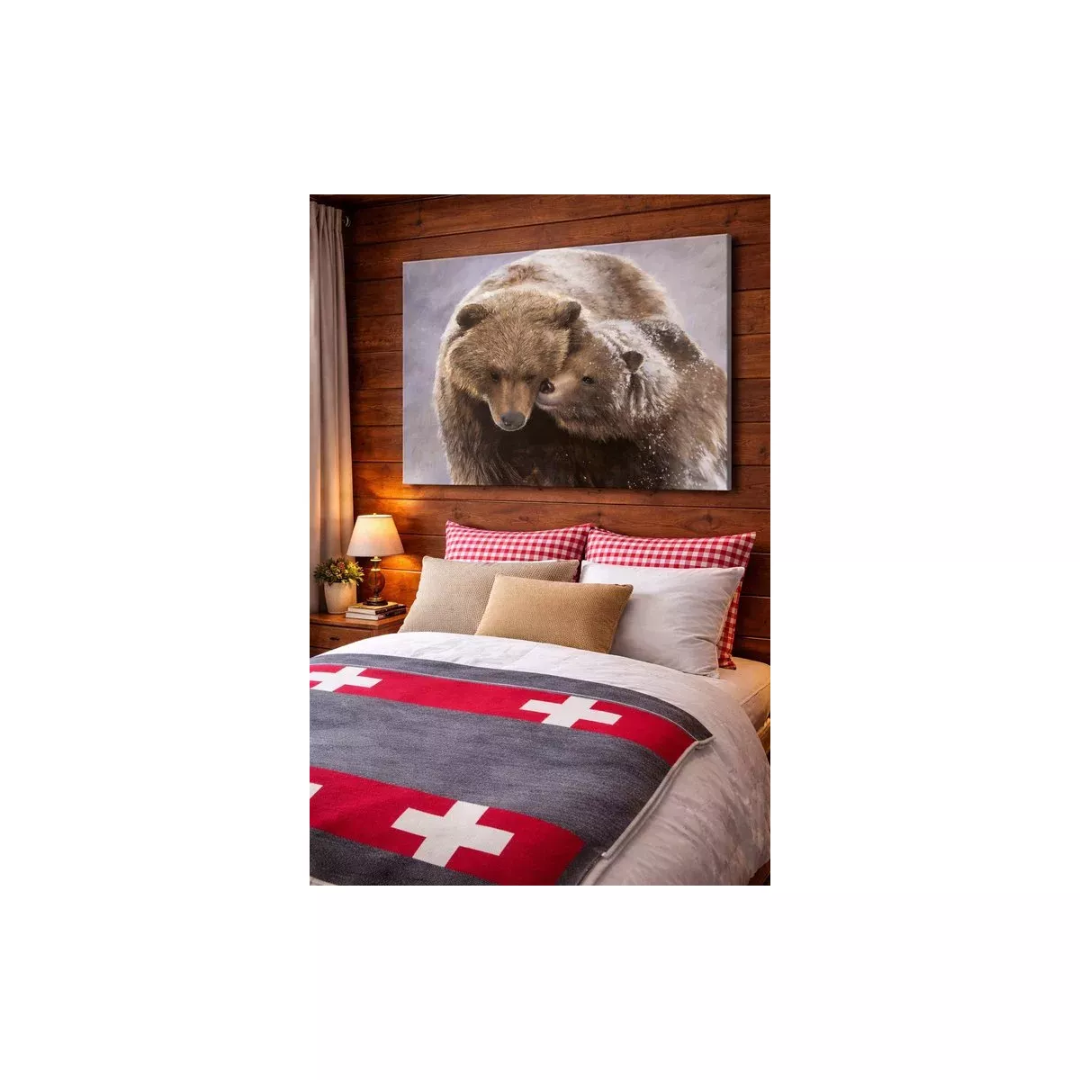 TOILE 2 OURS BRUN 120X90 CM