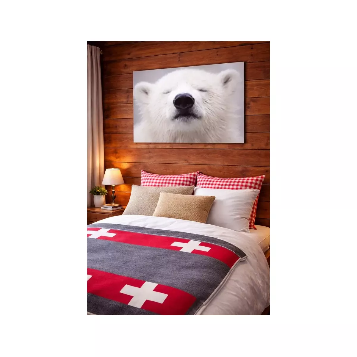 TABLEAU CHROMALUXE TETE OURS 90X60 CM