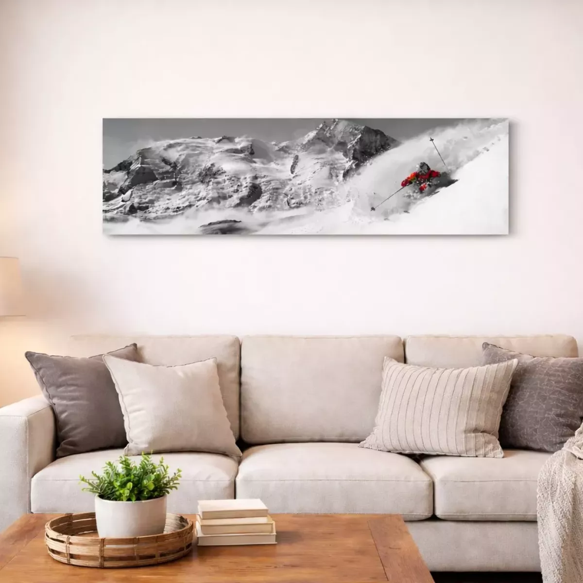 TABLEAU DIBOND DESCENTE SKIEUR 40X120 CM