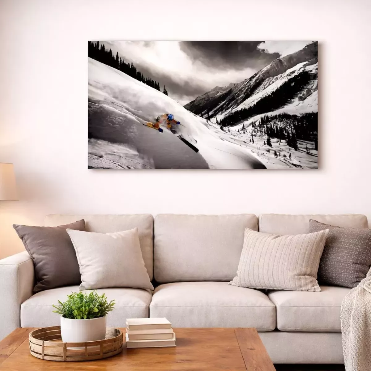 TABLEAU DIBOND DESCENTE EN SKI 50X90 CM