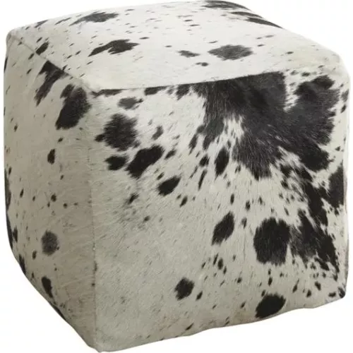 POUF CUBE EN PEAU DE VACHE