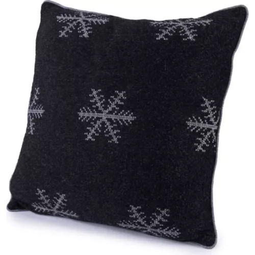 COUSSIN FLOCON NOIR ET GRIS 50X50 CM