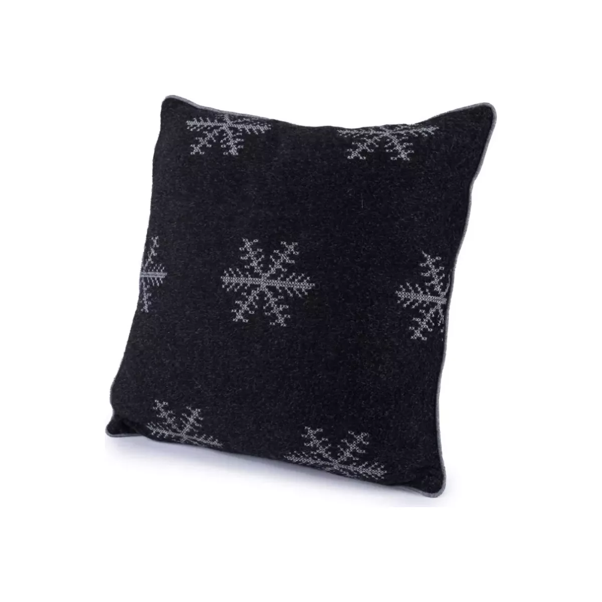 COUSSIN FLOCON NOIR ET GRIS 50X50 CM