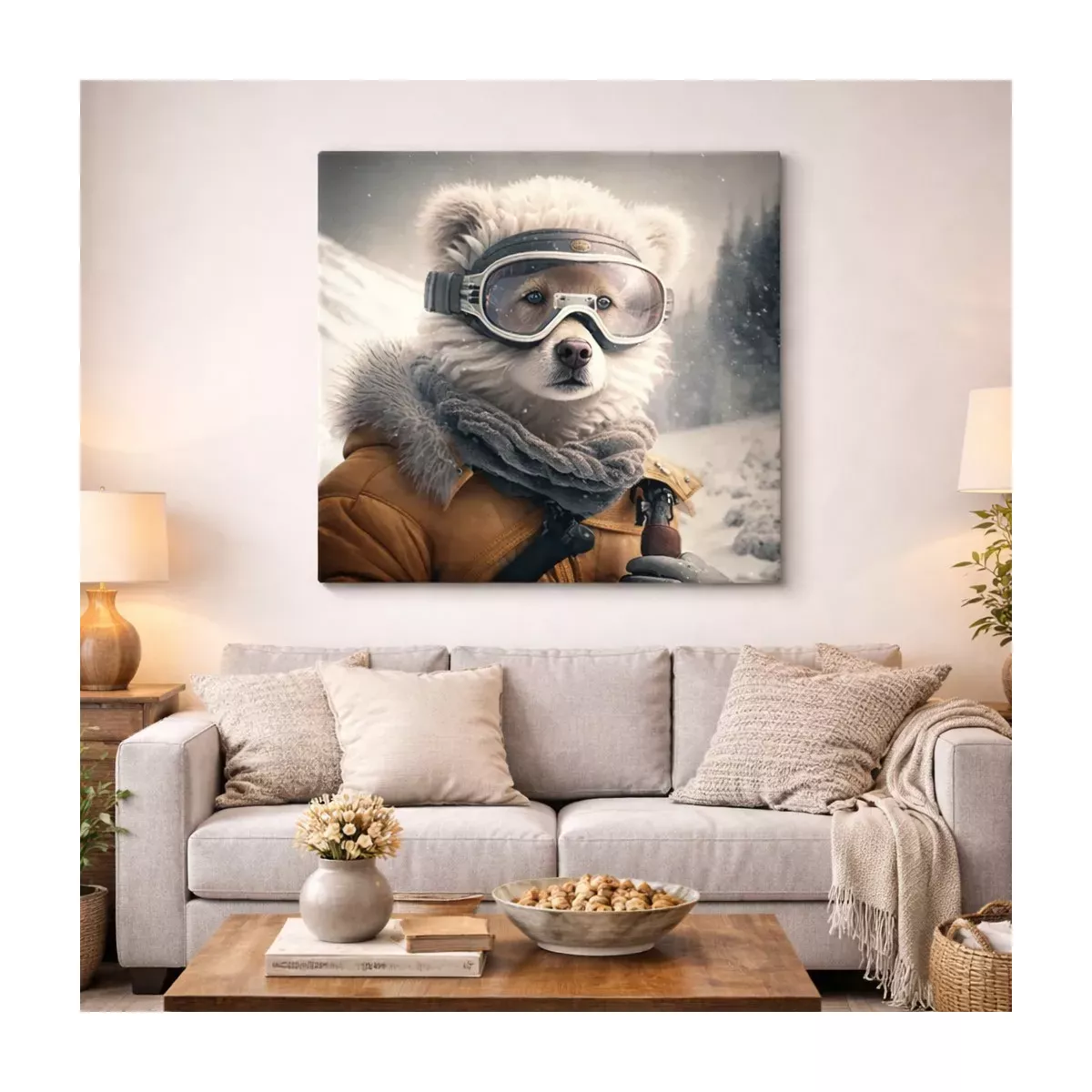 TOILE OURS LUNETTES 80X80 CM