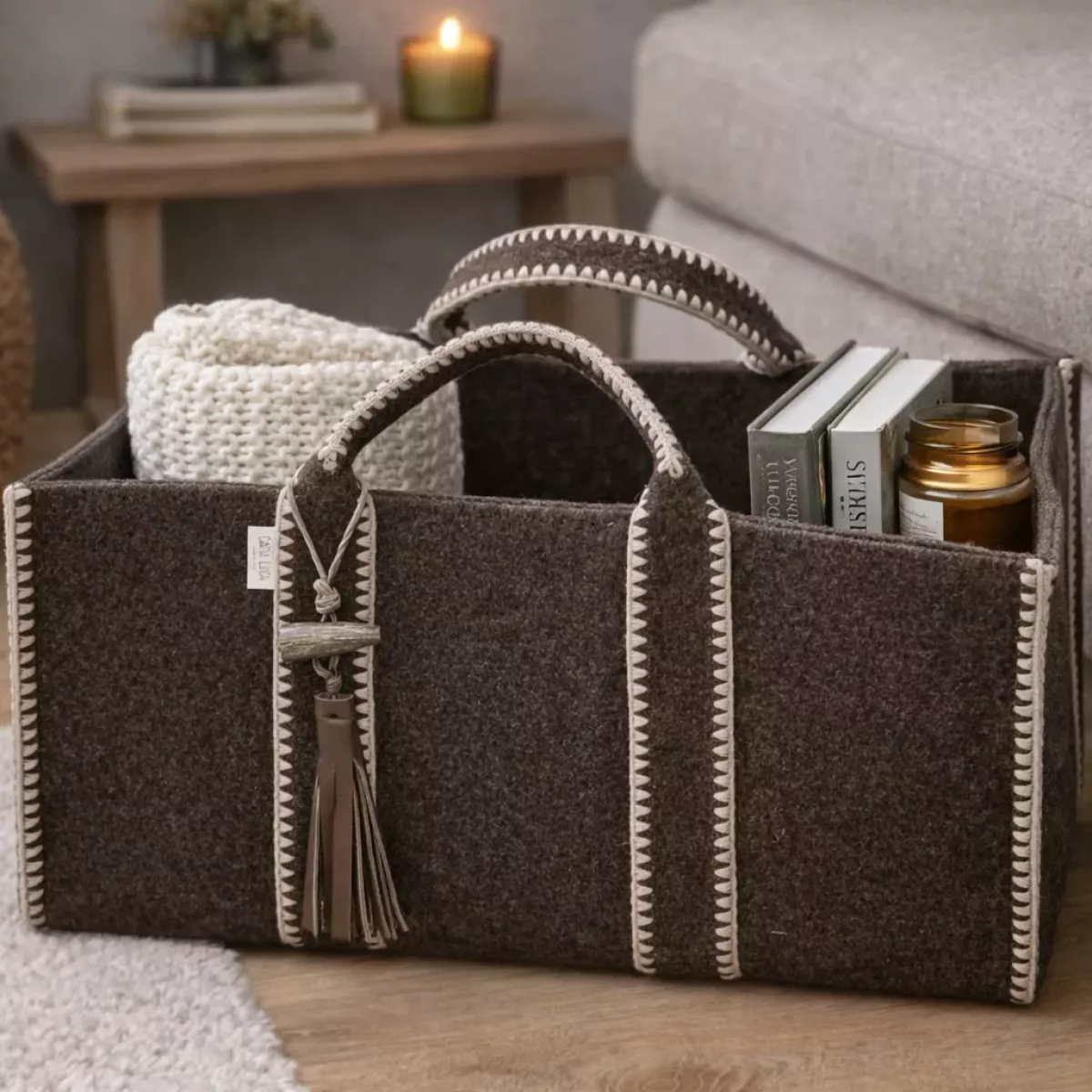 PANIER RECTANGLE AVEC FROUFROU