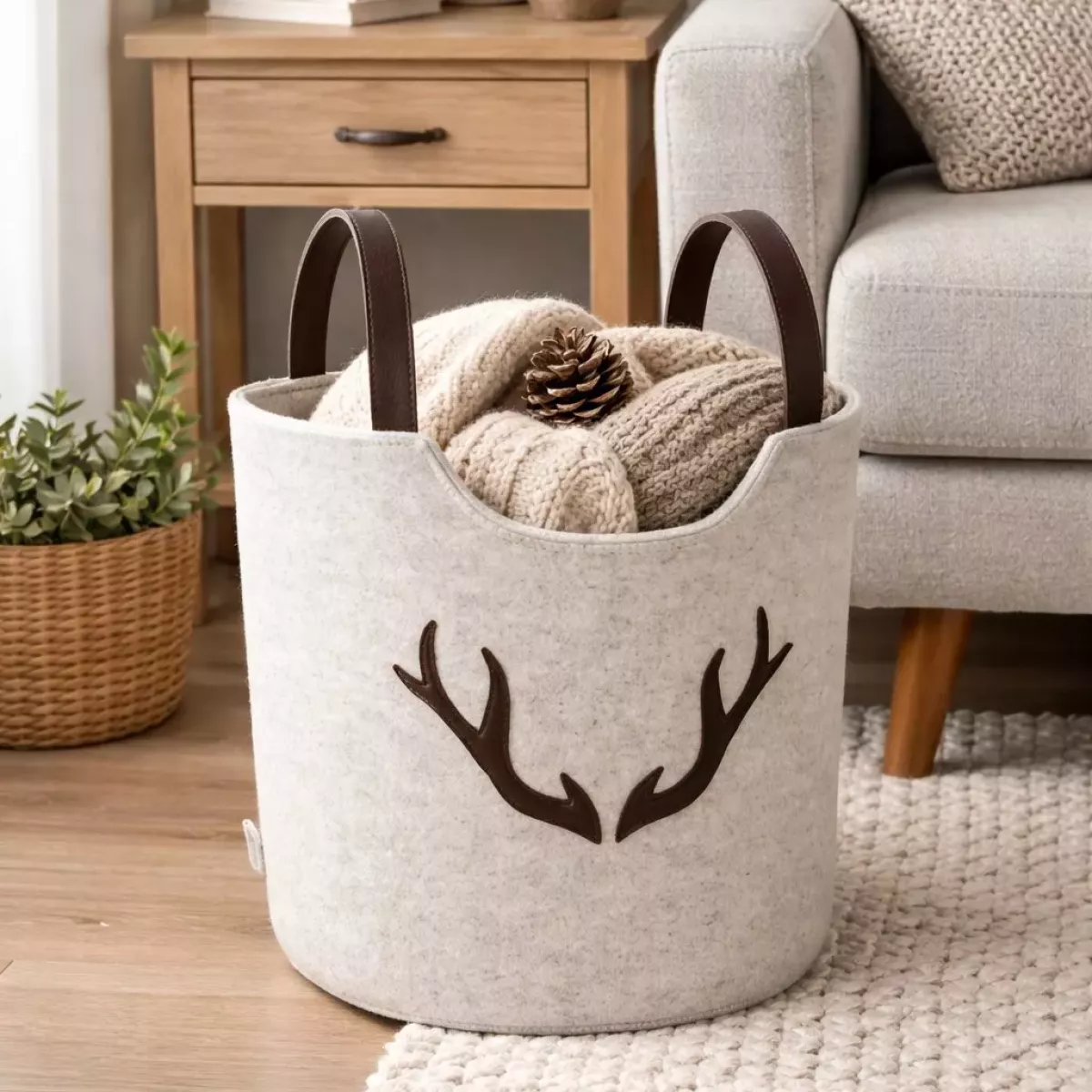 CORBEILLE MOTIF TETE DE CERF