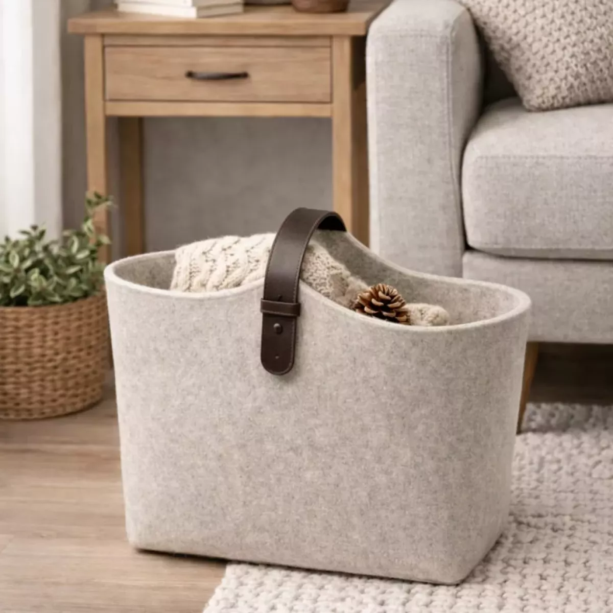 PANIER AVEC SANGLE CUIR