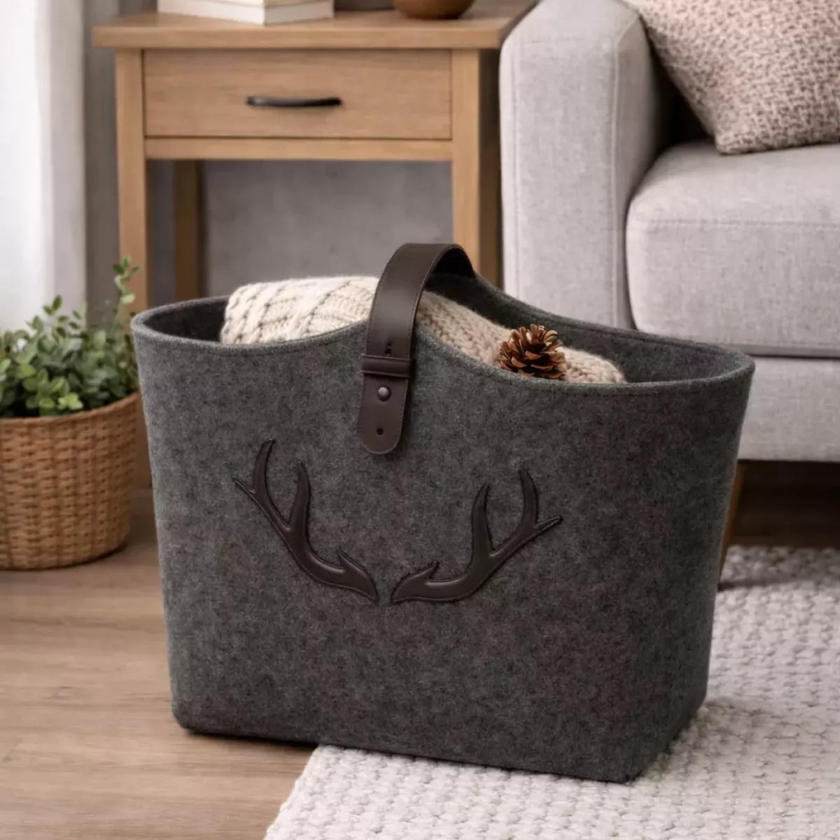 CORBEILLE MOTIF TETE DE CERF