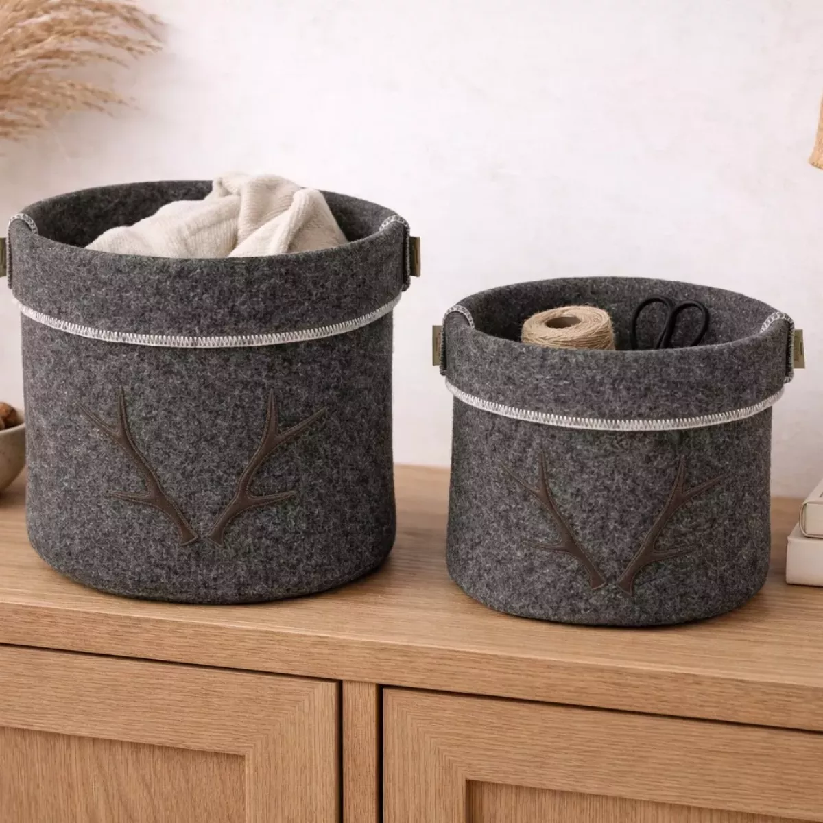 CORBEILLES TETE DE CERF GRIS ANTHRACITE