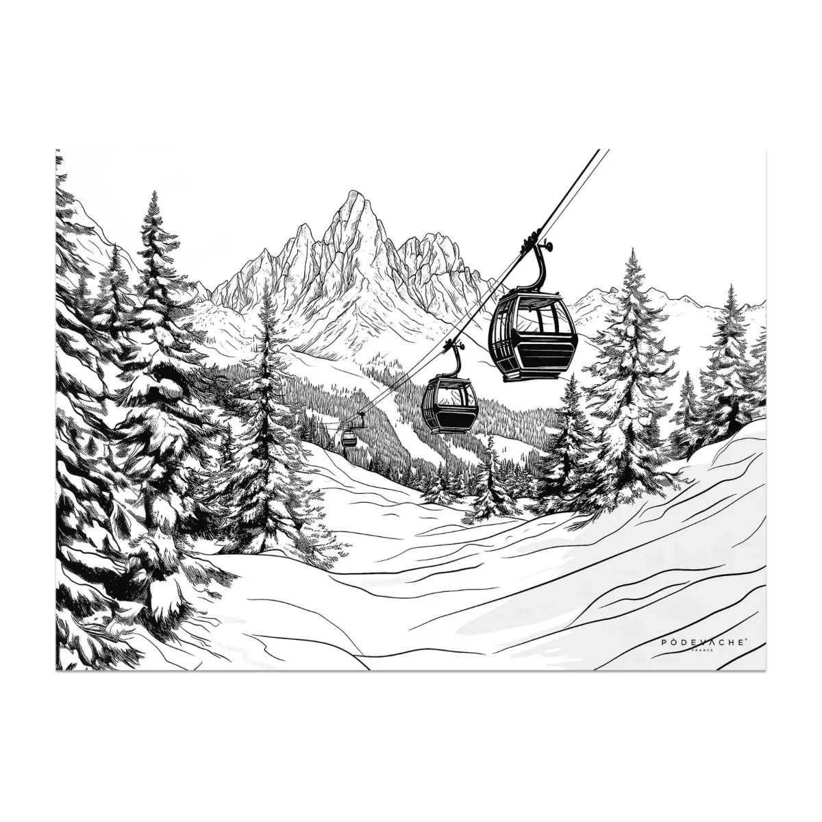 SET DE TABLE TELECABINE NOIR ET BLANC