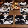 SET DE TABLE IMITATION PEAU DE VACHE NOIR ET BLANC