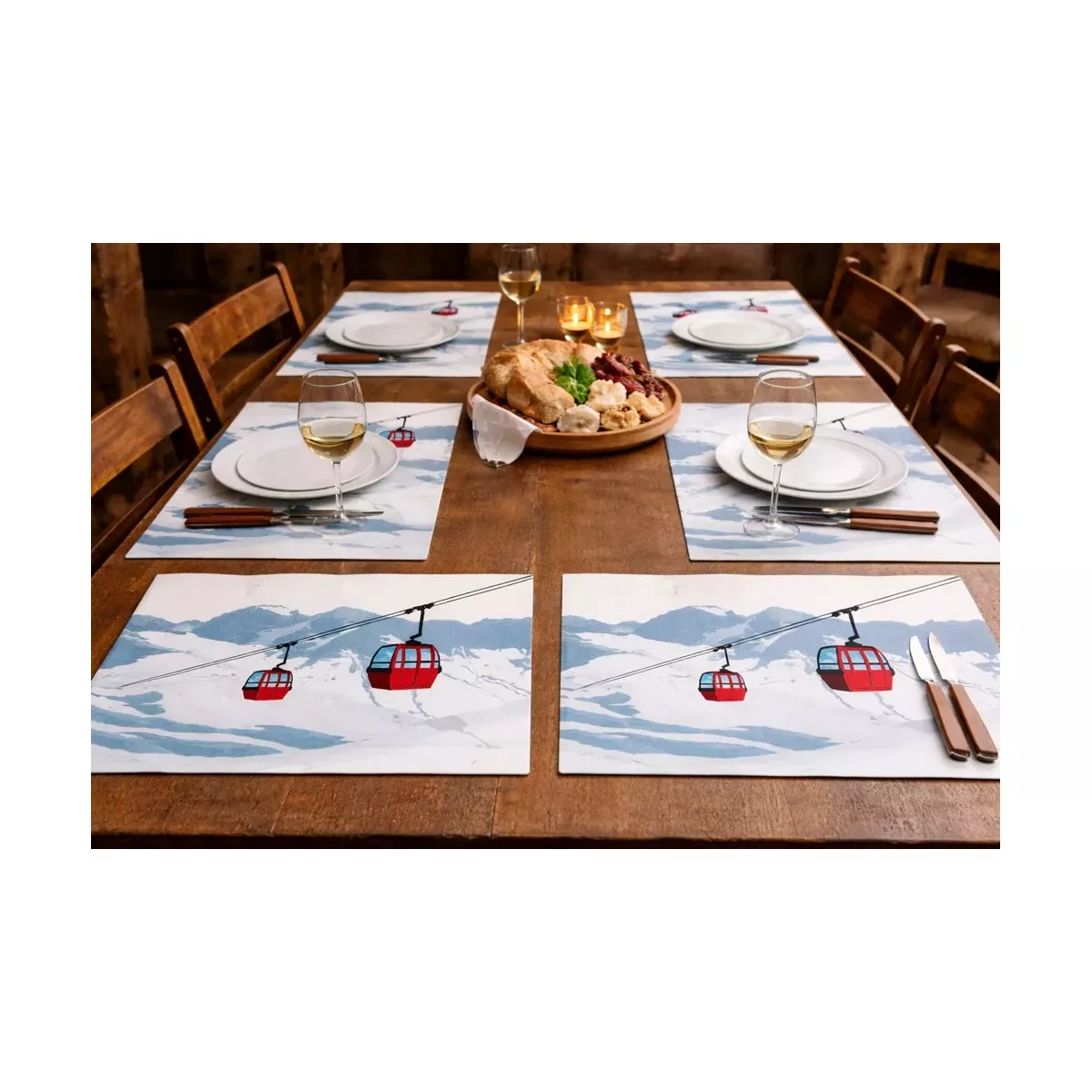 SET DE TABLE TÉLÉCABINE ROUGE