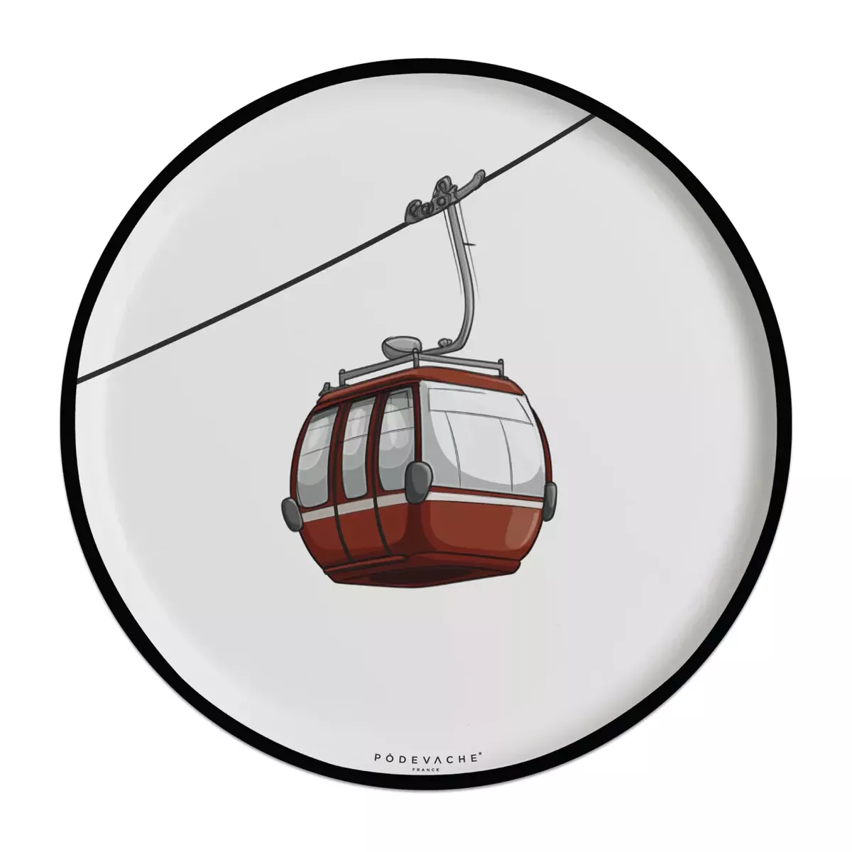 SET DE TABLE ROND TÉLÉCABINE ROUGE