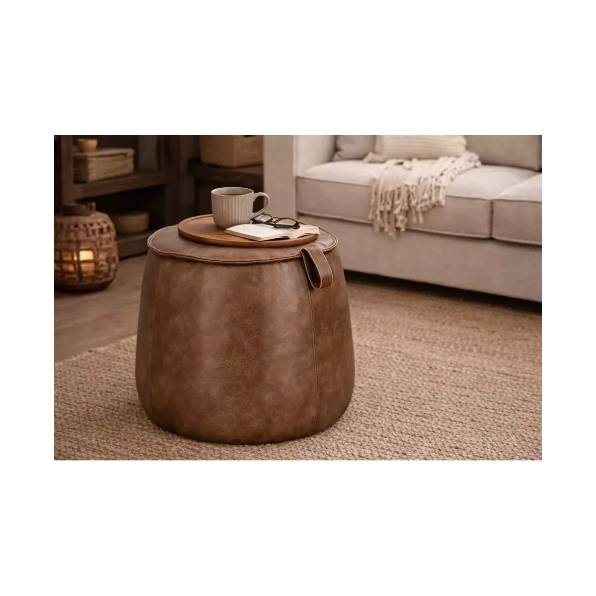 POUF RUDINA COGNAC