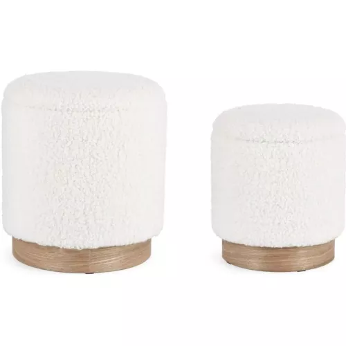 POUF COFFRE ZOYA BLANC TEDDY