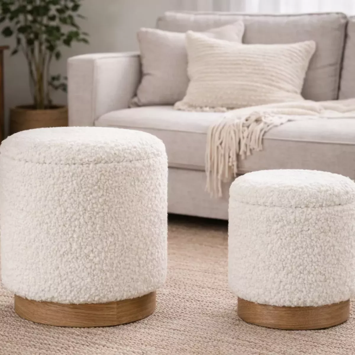 POUF COFFRE ZOYA BLANC TEDDY