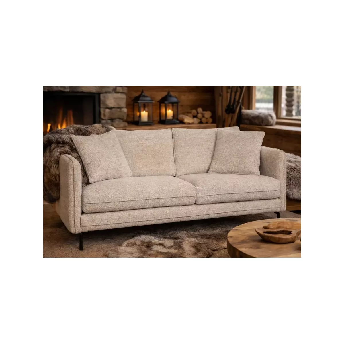 CANAPE 2 PLACES TISSU BEIGE