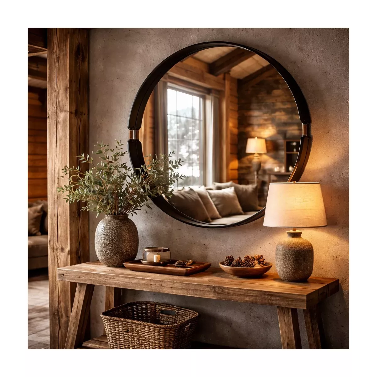 MIROIR TIFFANY EN CUIR NOIR