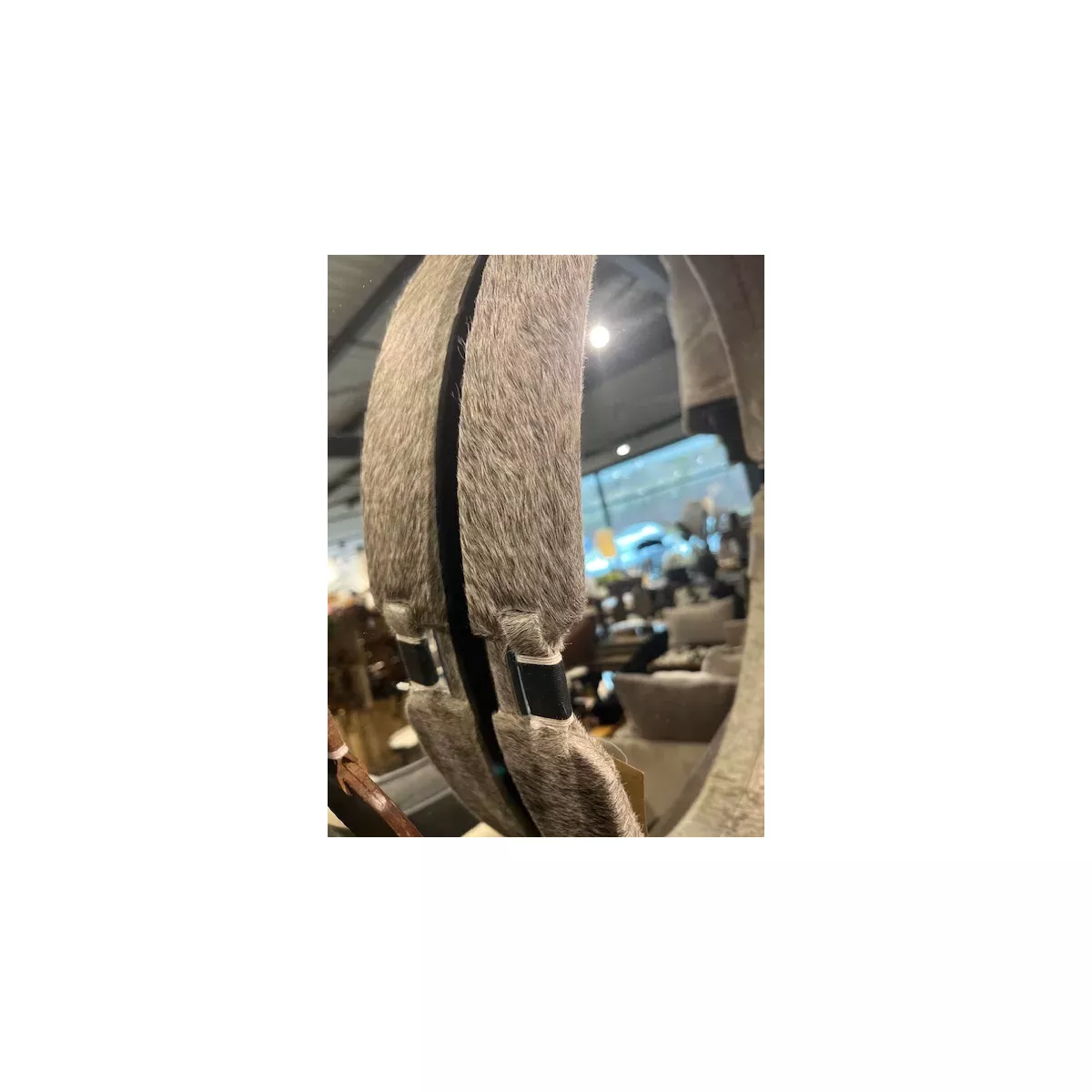 MIROIR TIFFANY EN PEAU DE VACHE GRISE